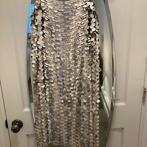 Lafayette 148 New York Beige Sequin Midi Dress